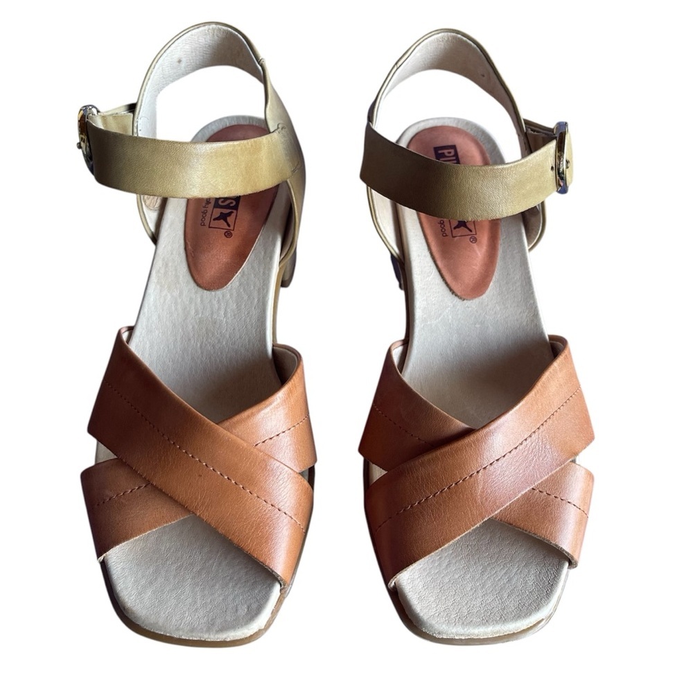 Pikolinos Brown Leather Block Heel Sandal 37